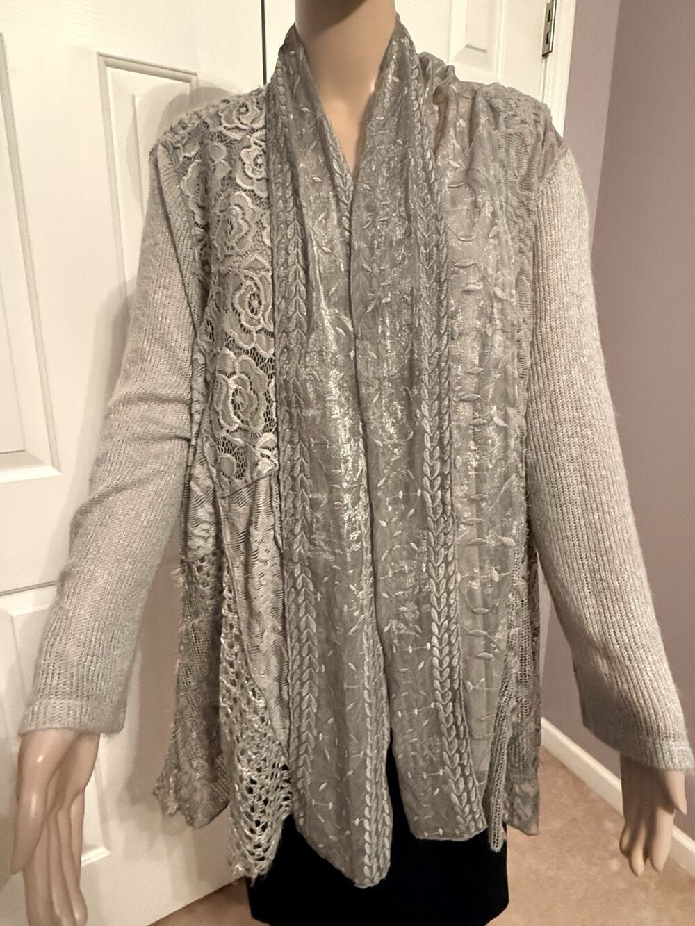 NWT Women's Multiples Lake House Sterling Cardigan & Tank Set, Size 1X